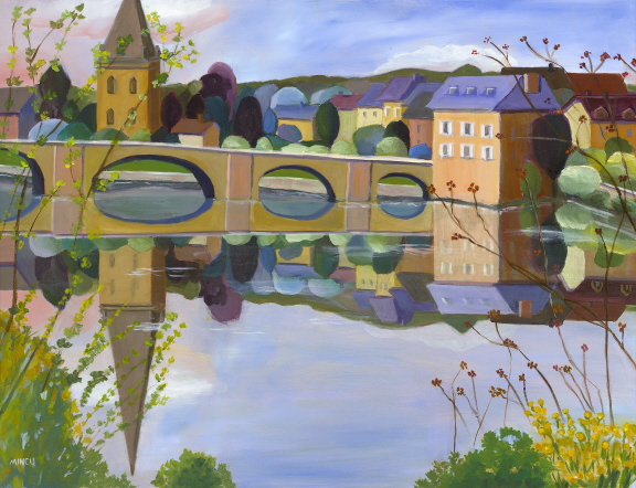 Across the River-Loire Valley oil painting, Bonnie Mincu
