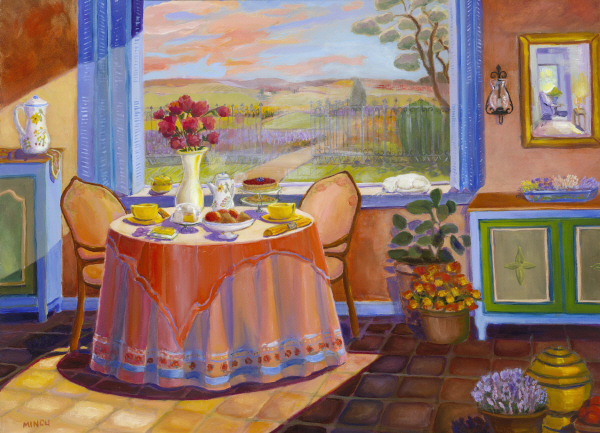 Company Expected by Bonnie Mincu, oil, Provence interior