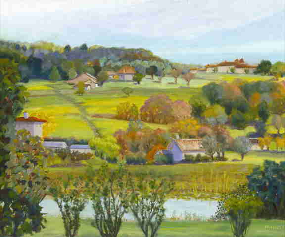 oil painting, Dordogne, France, vista, Spring, Bonnie Mincu