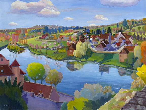 French River Town, 30x40, Angle sur Anglin, Loire Valley vista