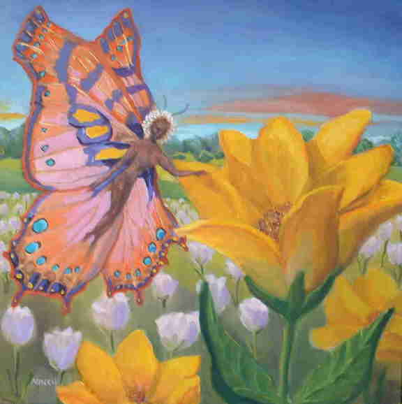 Pink Butterfly Fairy fantasy oil painting