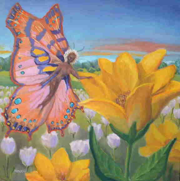 Pink Butterfly Fairy fantasy oil painting