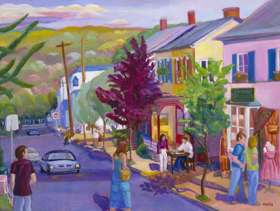 Bonnie Mincu, Second Saturday New Hope, Oil painting, New Hope, PA