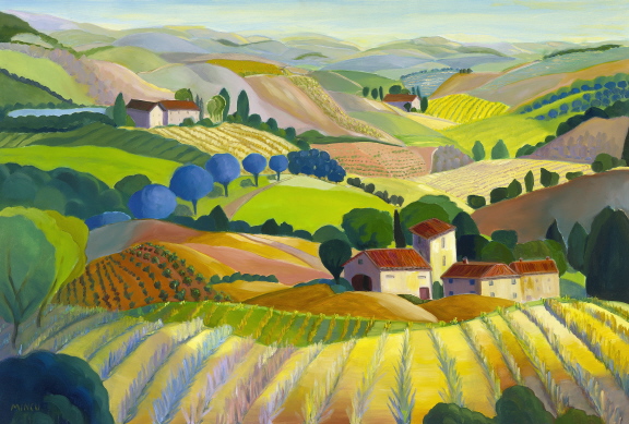 Tuscan Hills, oil painting, Bonnie Mincu