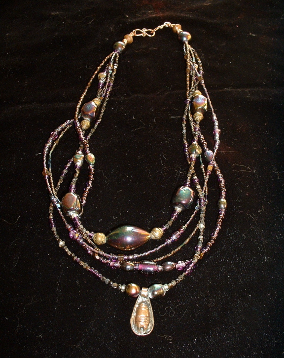 Bonnie Mincu 5-strand antique copper w/pendant