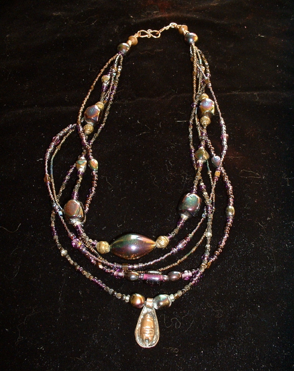 Bonnie Mincu 5-strand antique copper w/pendant