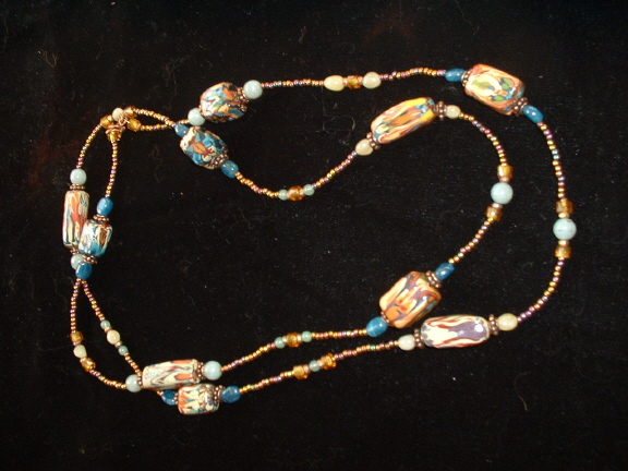 Bonnie Mincu copper strand necklace with Matisse beads